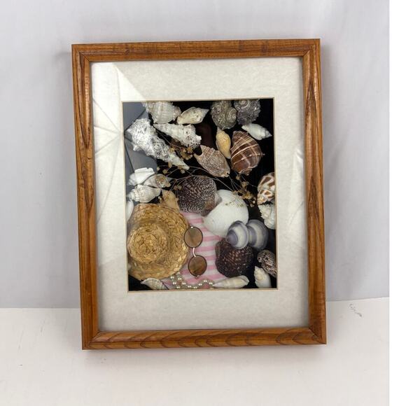 VTG Handmade Sea Shell Beach Art 12"x15" Nautical Beachy Shadowbox - Picture 2 of 8